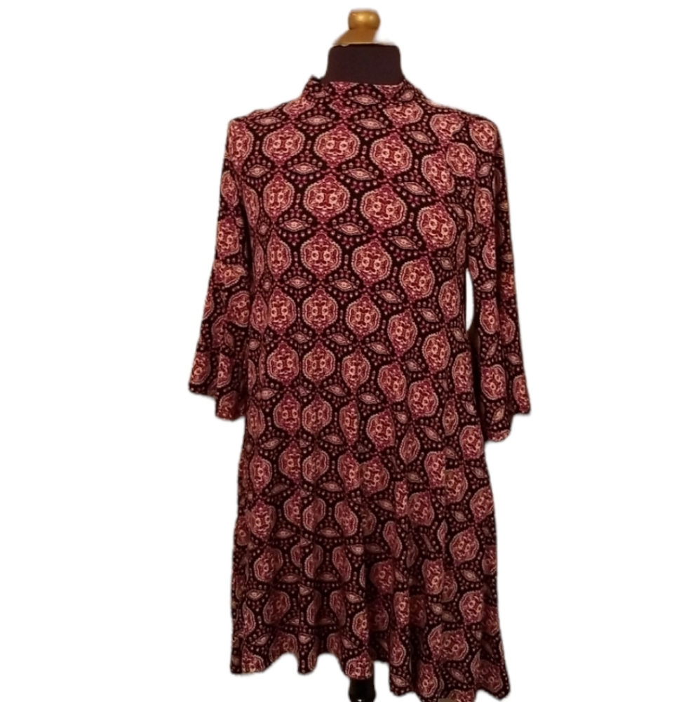 Paisley Raye Dress Purple Multicolor Size Medium Retro Bohemian New